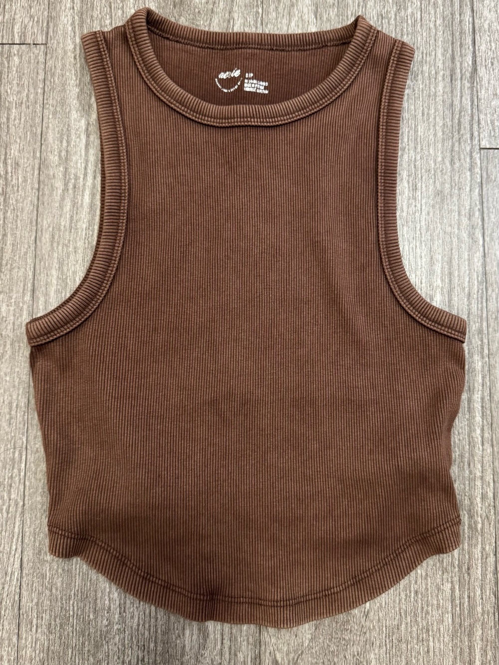 aerie Ribbed Crewneck Tank Top in Chocolate